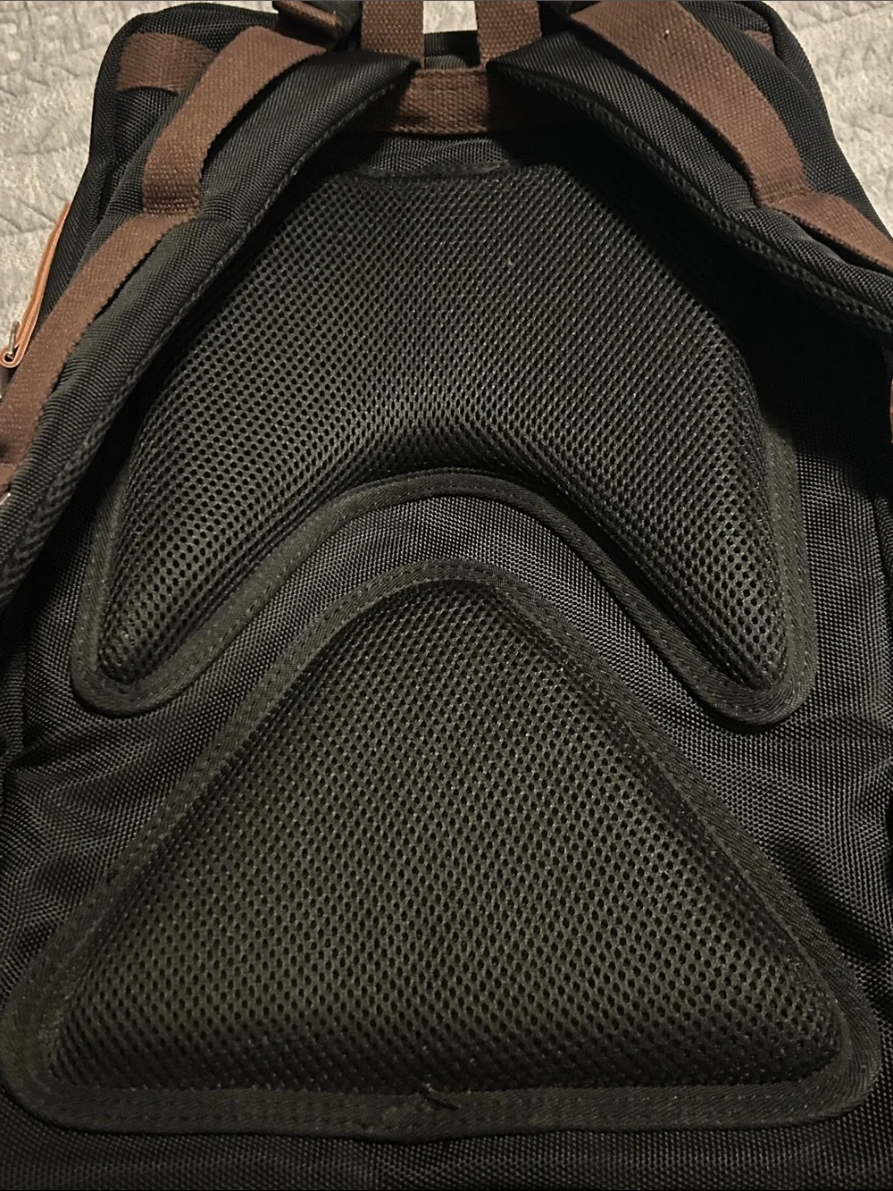 Zumit Black Backpack with Brown Trim and Leather-Look Base